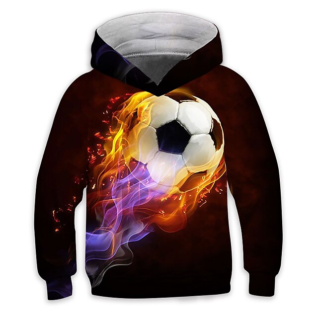 Baby & Kids Boys Clothing | Kids Boys Hoodie Long Sleeve Orange 3D Print Football Daily Indoor Outdoor Active Fashion Daily Spor