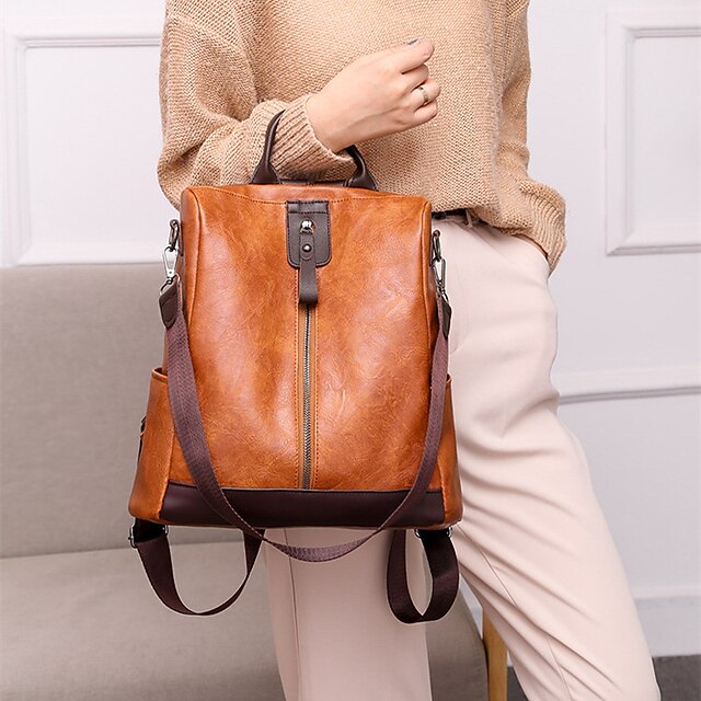 women backpack waterproof antitheft lightweight pu leather fashion