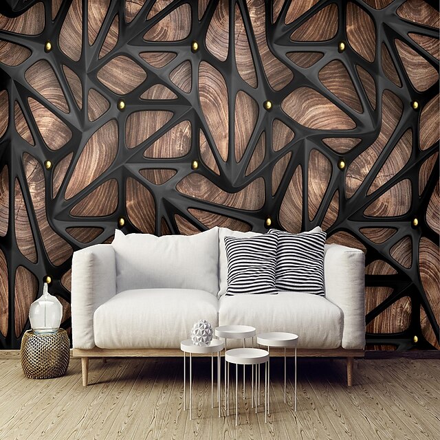  3d trælandskab boligdekoration moderne vægbeklædning, vinylmateriale selvklæbende tapet vægmaleri væg klud, værelse vægbeklædning