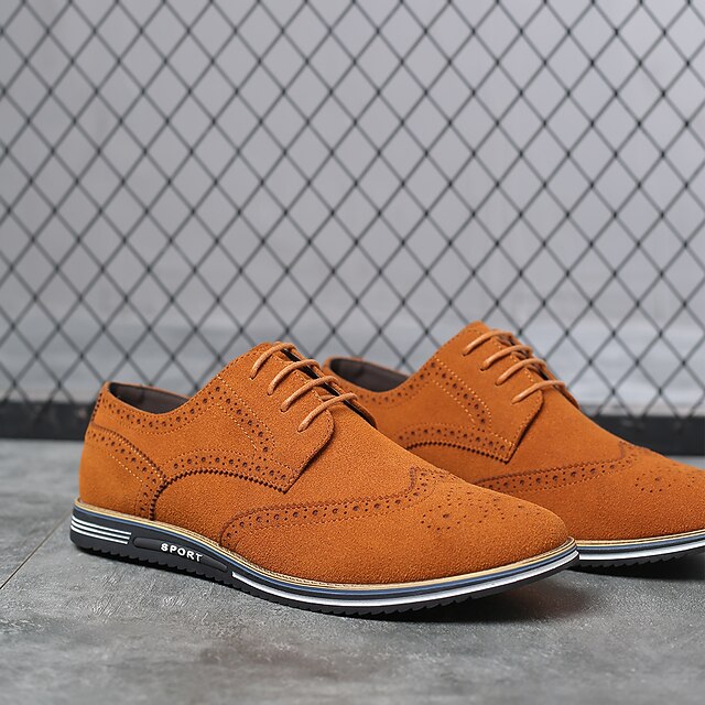 Men's Orange Brogue Oxfords Comfort Sport Sole Leather Shoes for