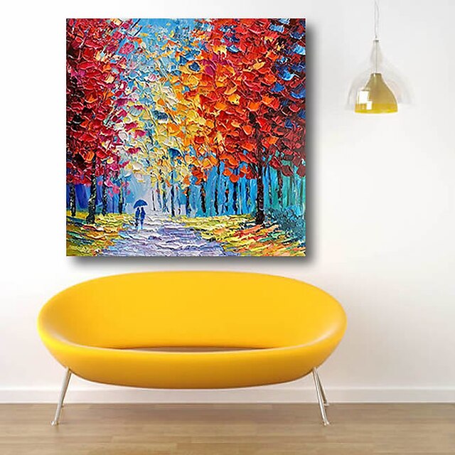 Home & Garden Wall Art | Oil Painting Handmade Hand Painted Wall Art Modern Landscape Trees Lover in Rain Home Decoration Decor 