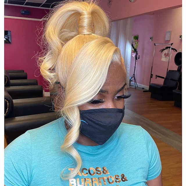 

200% 44 Lace 613 Blonde HD Transparent Full Lace Frontal Wigs Glueless PrePlucked Body Wave Before Plucked Baby Hair Lace Front Human Hair wigs