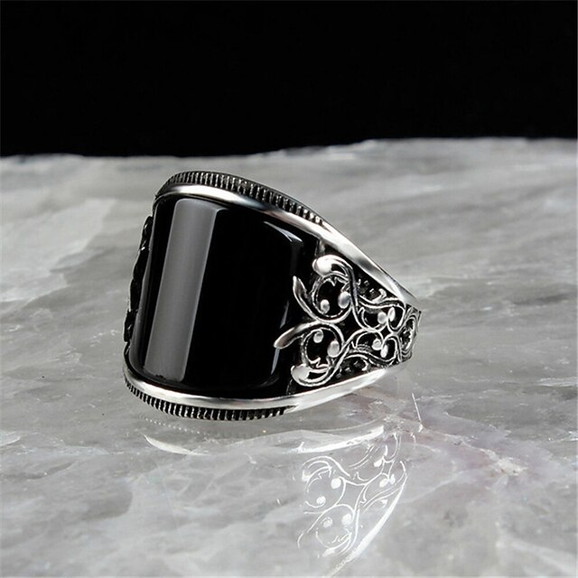 Shoes & Bags Fashion Accessories | Ring Christmas Silver 18K Gold Alloy Stylish Punk 1pc Agate / Mens / Mens - PU69186