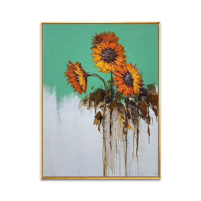 Home & Garden Wall Art | Oil Painting Handmade Hand Painted Wall Art Modern Abstract Plant Flower Sunflower Home Decoration Deco