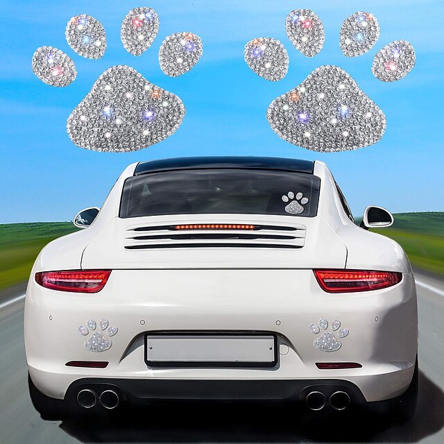 Consumer Electronics Automotive | 4 Pieces Crystal Car Decoration Stickers Bling Rhinestone Paw Decals White Crystal Car Sticker