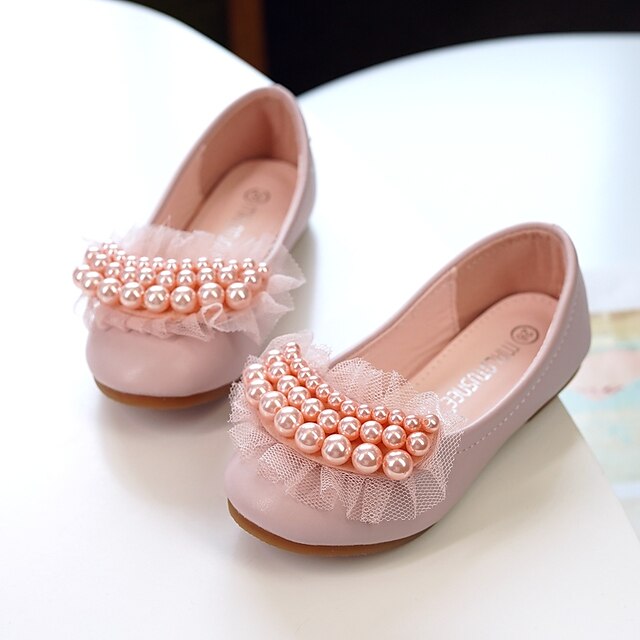 Shoes & Bags Kids Shoes | Girls Flats Flower Girl Shoes Microfiber Little Kids(4-7ys) Wedding Daily Flower Pink Ivory Fall Winte