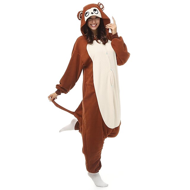 Toys & Hobbies Cosplay & Costumes | Adults Kigurumi Pajamas Monkey Onesie Pajamas Polar Fleece Coffee Cosplay For Men and Women 