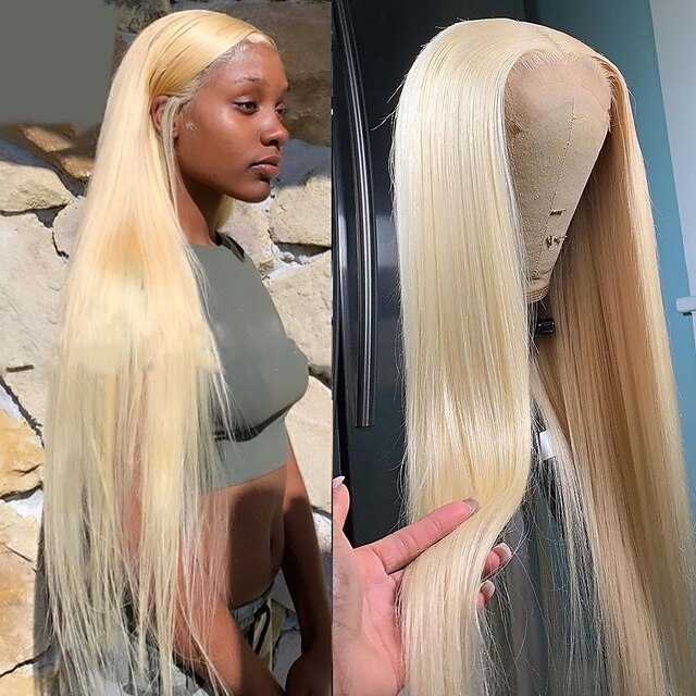 

150% 44 Lace 613 Lace Frontal Wig Blonde Lace Front Wig Straight Human Hair HD Transparent Lace Wig Preplucked Brazilian Remy