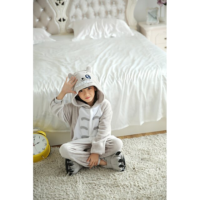 Toys & Hobbies Cosplay & Costumes | Kids Kigurumi Pajamas Cat Onesie Pajamas Flannel Fabric Gray Cosplay For Boys and Girls Anim