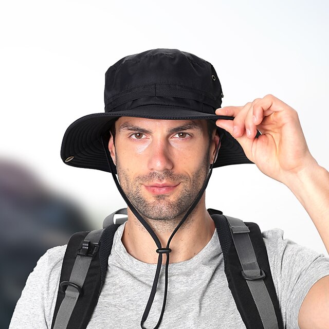 Men's Bucket Hat Sun Hat Fishing Hat Boonie hat Hiking Hat Black Navy Blue Nylon Core Stylish