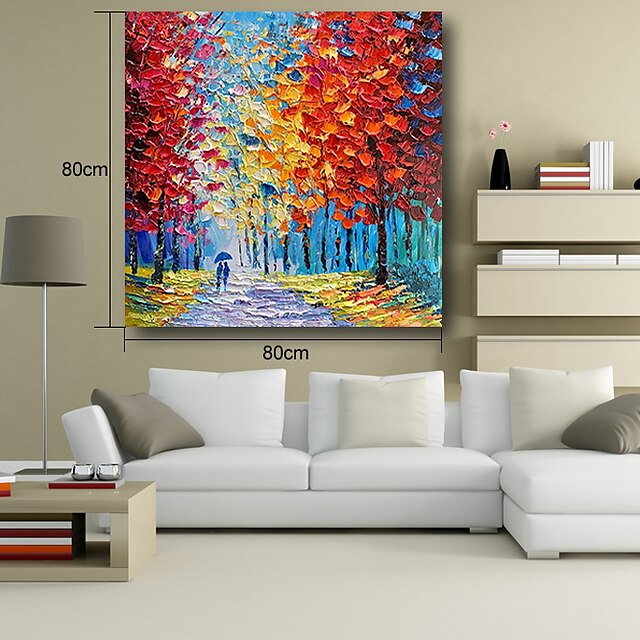 Home & Garden Wall Art | Oil Painting Handmade Hand Painted Wall Art Modern Landscape Trees Lover in Rain Home Decoration Decor 