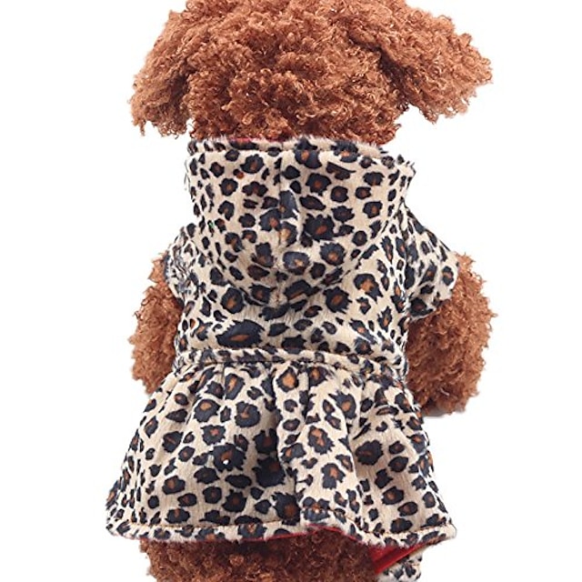  Ubrania dla szczeniąt, wełniany płaszcz dla psa w panterkę chiens ubrania dla zwierząt domowych odzież dla psów kot odzież luksusowy płaszcz pet kurtka watowa prezent custome (brązowy)