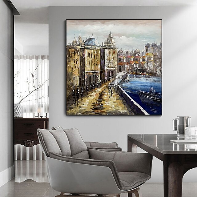 Home & Garden Wall Art | Oil Painting Handmade Hand Painted Wall Art Abstract Architecture Street Scenery Home Decoration Decor 