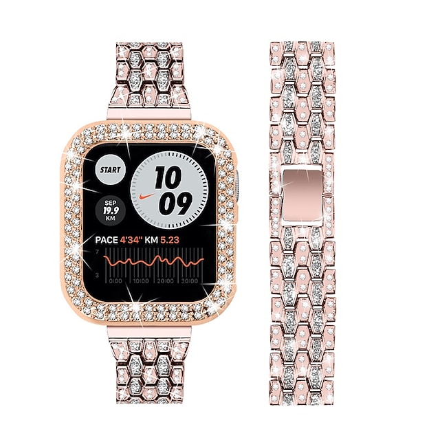 STEAPF Applicable à la Montre Apple Diamond Denim Chain Montre en métal iwatch Bracelet Apple en métal 