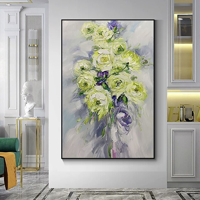 Home & Garden Wall Art | Oil Painting Handmade Hand Painted Wall Art Modern Abstract Beautiful Color Green Flower Home Decoratio