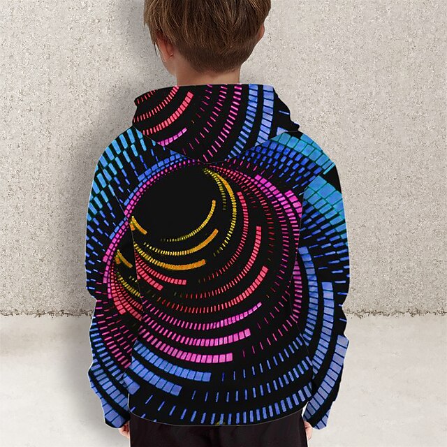 Baby & Kids Boys Clothing | Kids Boys Hoodie Long Sleeve Blue Purple Black 3D Print Graphic Optical Illusion Casual Daily Active