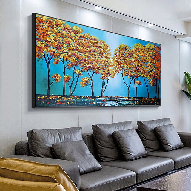 Home & Garden Wall Art | Oil Painting Handmade Hand Painted Wall Art Mintura Modern Abstract Tree Flower Landscape Picture Home 