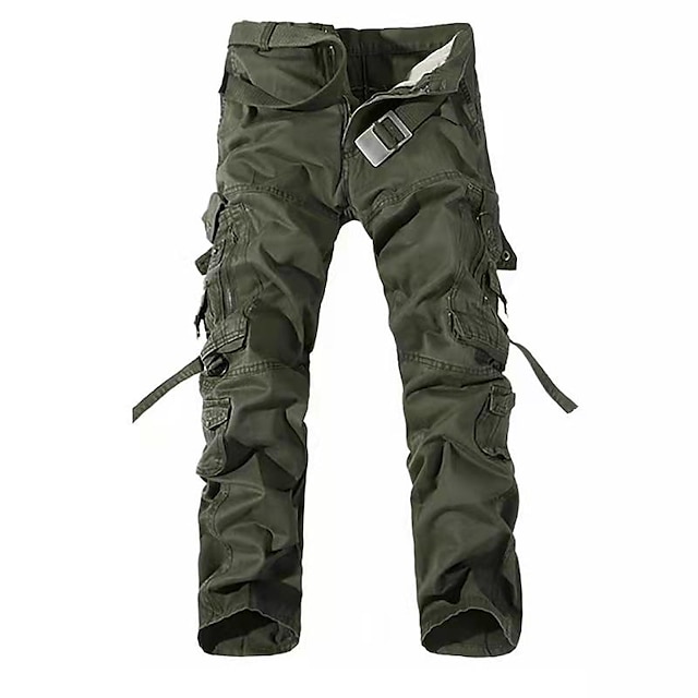  Men's Cargo Pants Cargo Trousers Tactical Pants Trousers Tactical Multi Pocket Plain Full Length Daily Holiday 100% Cotton Casual Tactical Grass Green Earth green Inelastic