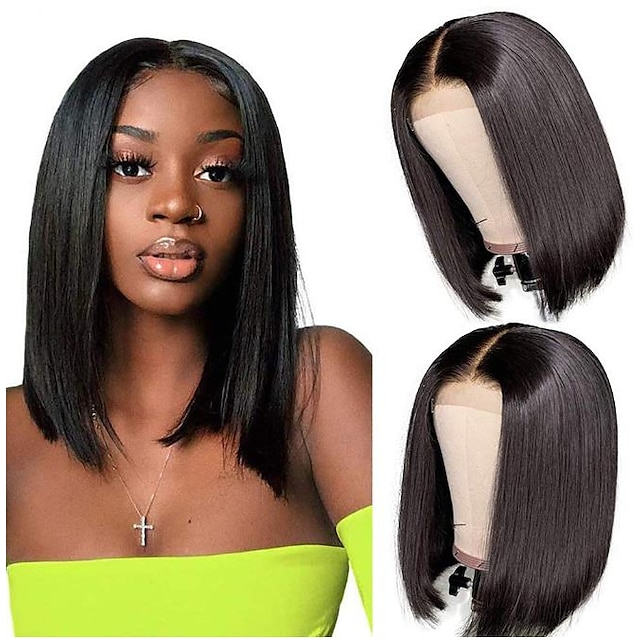 Beauty & Hair Wigs & Hair Pieces | Remy Human Hair 5x5 HD Closure Wig Short Bob Middle Part Style Brazilian Hair Yaki Straight N