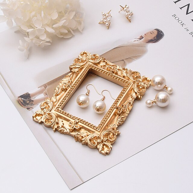 Home & Garden Home Decor | 8.5x10.5cm Victorian Style Retro Copper Color Resin Mini Frame Jewelry Positioning Frame Earrings Ear