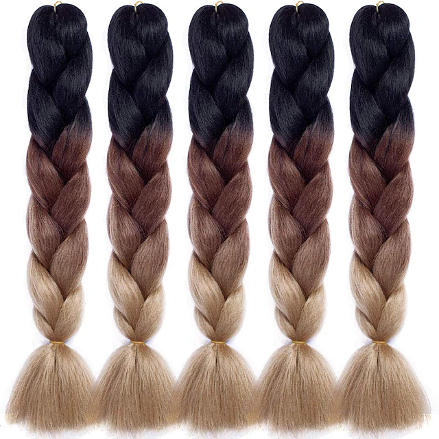 Ombre Braiding Hair Extensions Jumbo Braiding Hair 24 Inch 5 Packs Professional Crochet