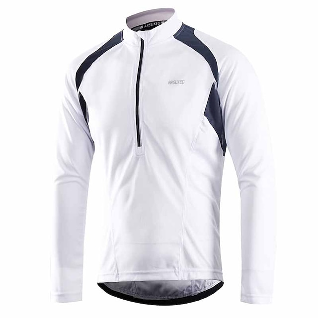  Arsuxeo Herren Langarm Fahrradtrikot Downhill Jersey Sommer Polyester Grün Weiß Dunkelgrau Volltonfarbe Fahhrad Trikot / Radtrikot Bergradfahren Straßenradfahren Atmungsaktiv Rasche Trocknung