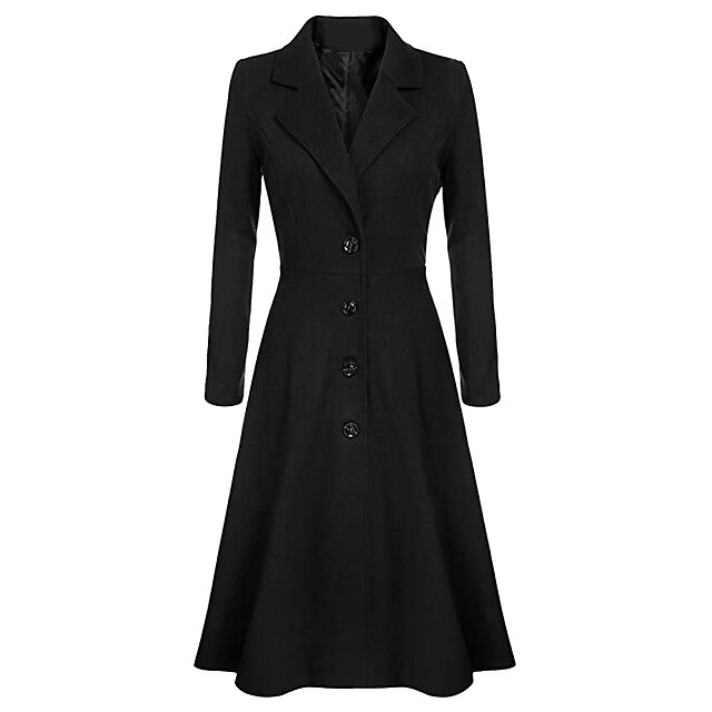 Women S Trench Coat Workwear Daily Wear, Swing Peacoat White And Black