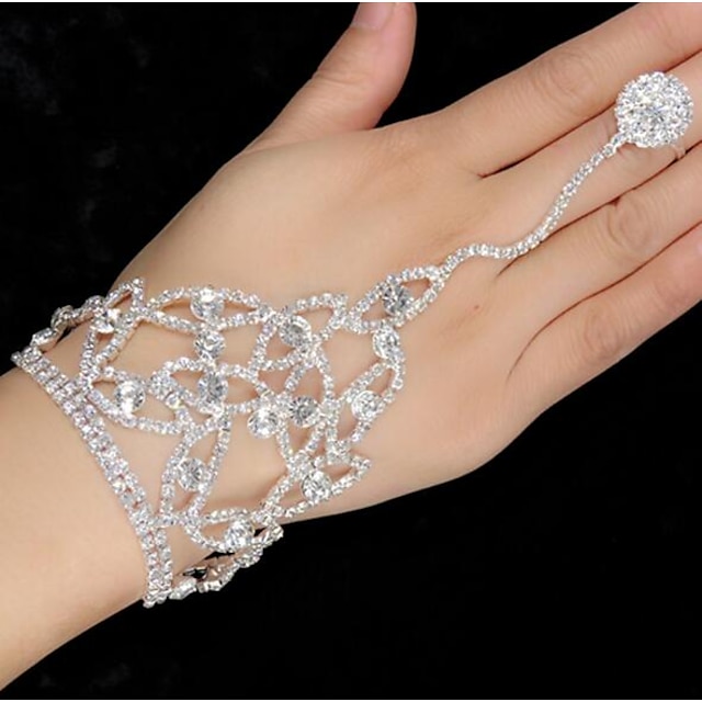  Dames Ringarmbanden Armband meetkundig Bladvorm Modieus Strass Armband sieraden Zilver Voor Kerstmis Feest Bruiloft Verloving Festival / Verzilverd