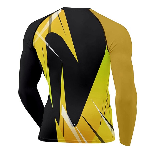 Sports & Outdoors Running, Jogging & Walking | 21Grams® Mens Long Sleeve Geometric Compression Shirt Running Shirt Top Athletic 