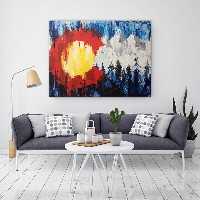 Home & Garden Wall Art | Oil Painting Handmade Hand Painted Wall Art Modern Abstract Snow Mountain Forest Landscape Home Decorat