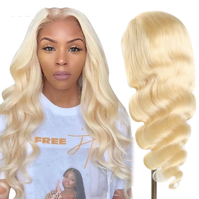 

150% 44 Lace 613 Blonde Lace Front Human Hair Wigs Middle Part Deep Part Remy Brazilian Body Wave Lace Front Wigs Pre Plucked