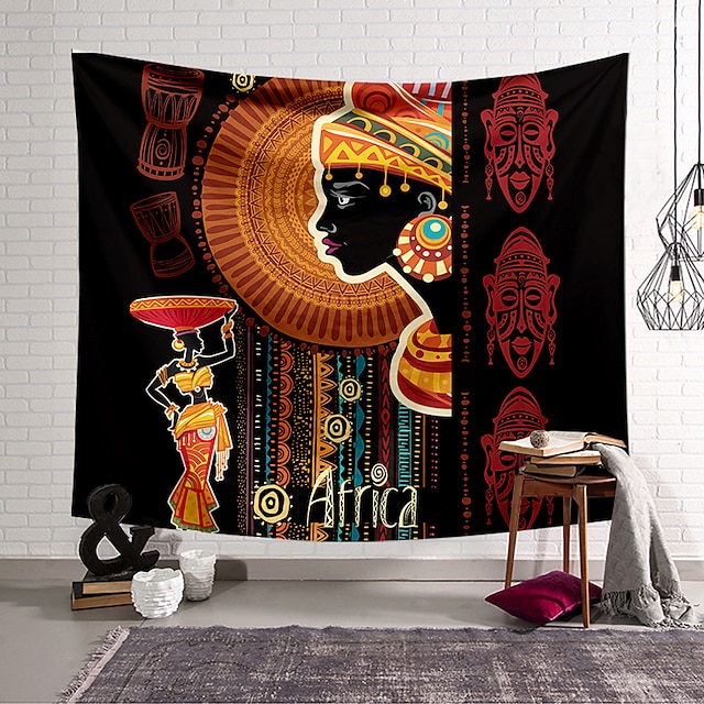  afrikansk stil vægtapet kunst indretning tæppe gardin hængende hjem soveværelse stue dekoration polyester