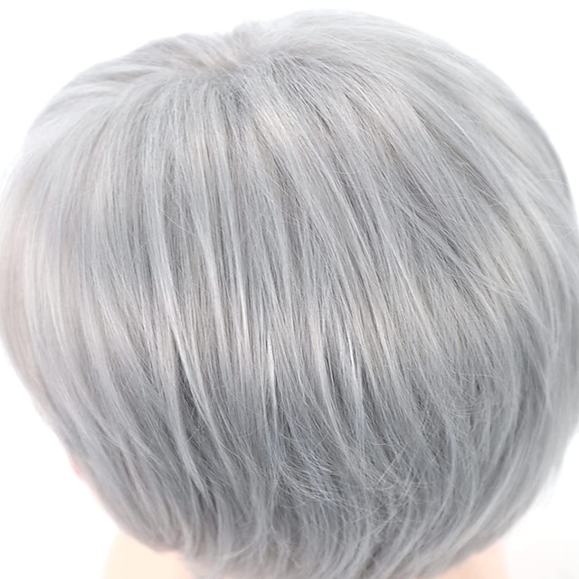 Beauty & Hair Wigs & Hair Pieces | Short Grey Pixie Bob Wigs for White Women Sliver Gray Synthetic Straight Hair Repalcement Wig