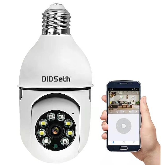 Didseth 2mp ampoule caméra e27 prise suivi automatique vision nocturne couleur étanche moniteur de sécurité sans fil audio bidirectionnel