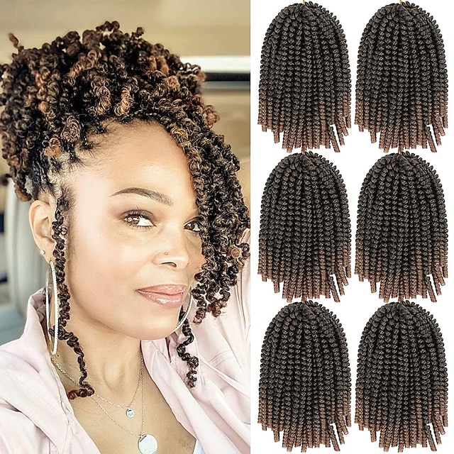 6 Pack Spring Twist Crochet Braiding Hair Bomb Twist Crochet Hair for ...