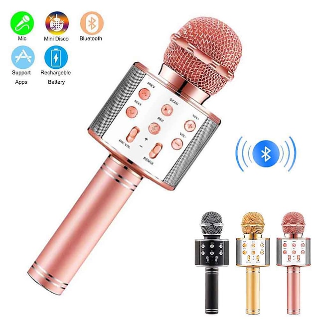  Wireless karaoke Microphone Speaker Condenser  Noise Reduction Karaoke Mic Recorder HIFI Stereo Speaker Portable Handheld Singing Player for KTV Party