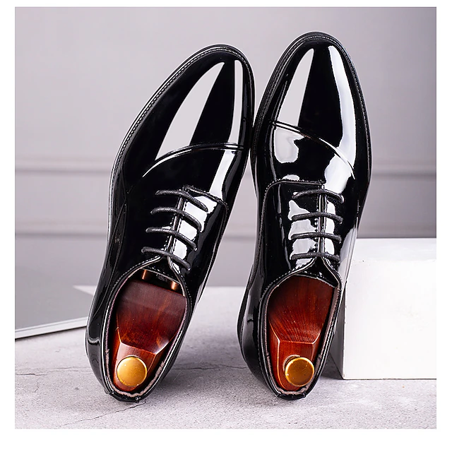 Men's Oxfords Derby Shoes Formal Shoes Dress Shoes Patent Leather Shoes Classic Daily Party & Evening PU Lace-up Black Brown Spring Fall 11