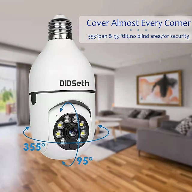  DIDSeth 2MP Light Bulb Camera E27 Socket Auto Tracking Full Color Night Vision Waterproof Two-way Audio Wireless Security Monitor