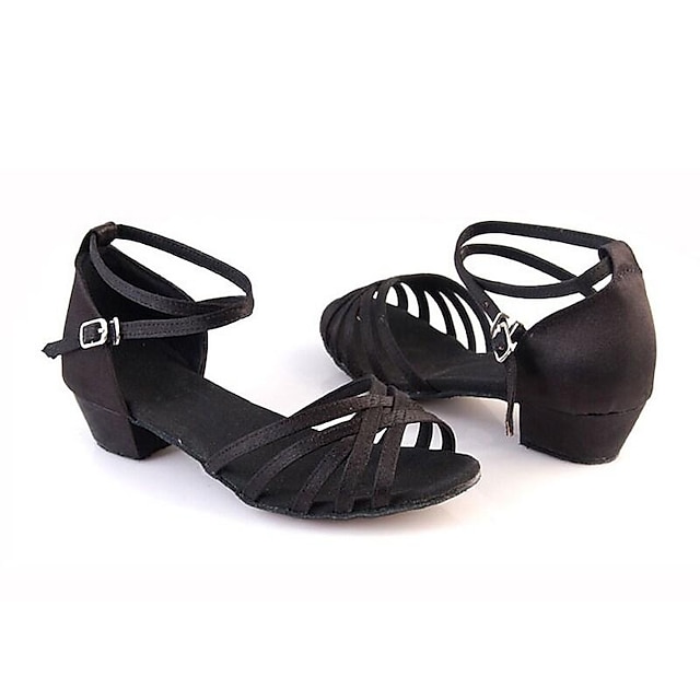 Girls' Ballroom Dance Shoes Tan Satin Strappy Latin Dance Sandals