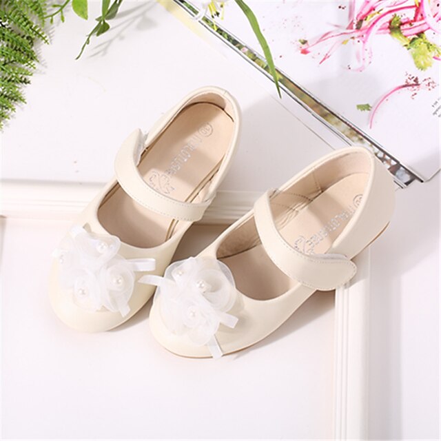 Shoes & Bags Kids Shoes | Girls Flats Flower Girl Shoes Microfiber Little Kids(4-7ys) Wedding Daily Flower Pink Ivory Fall Sprin