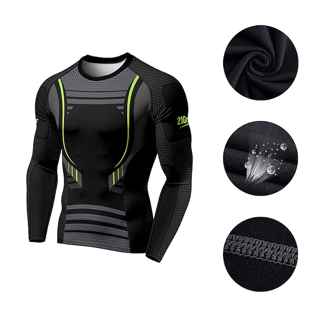 Sports & Outdoors Running, Jogging & Walking | 21Grams® Mens Long Sleeve Compression Shirt Running Shirt Top Athletic Athleisure