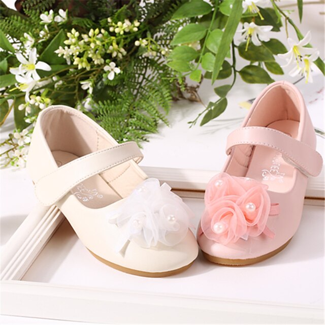 Shoes & Bags Kids Shoes | Girls Flats Flower Girl Shoes Microfiber Little Kids(4-7ys) Wedding Daily Flower Pink Ivory Fall Sprin