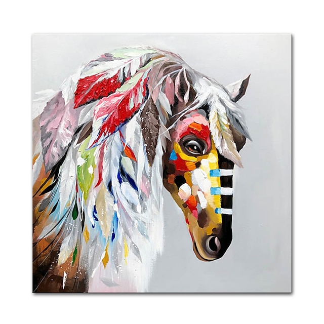 FRAMED HORSES OIL PAINTING CANVAS WALL ART ABSTRACT MODERN DECOR HAND PAINTED 