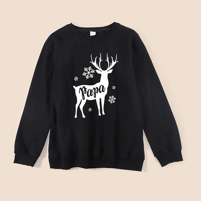 Baby & Kids Matching Outfits | Family Look Tops Cotton Deer Christmas Gifts Black Red Long Sleeve Daily Matching Outfits / Winte