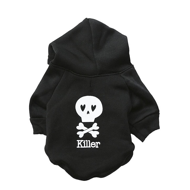  Cat Dog Hoodie Puppy Clothes Skull Fashion Winter Dog Clothes Puppy Clothes Dog Outfits Black Costume for Girl and Boy Dog Cotton XS S M L