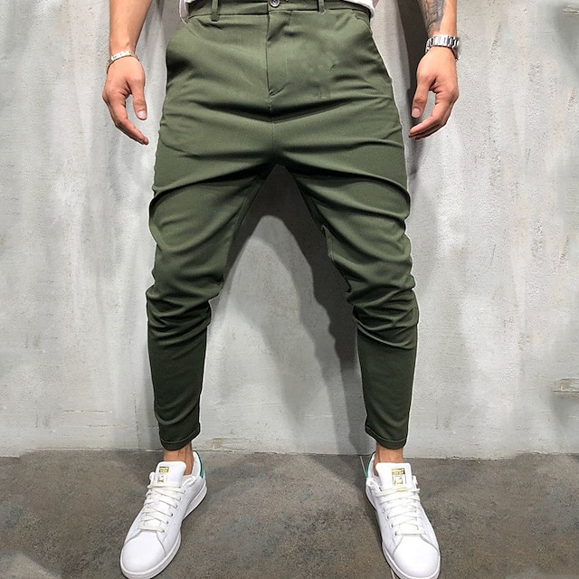  Herre Harem Bukser Joggingbukser Poset Vanlig Åndbart Letvægt Fuld længde Afslappet Daglig Bomuld Hip-hop Smart Casual Militærgrøn Sort Mikroelastisk