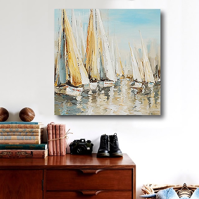 Home & Garden Wall Art | Oil Painting Handmade Hand Painted Wall Art Modern Landscape Seascape Sailboats Home Decoration Decor S