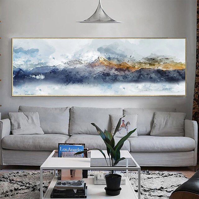 Home & Garden Wall Art | Oil Painting Handmade Hand Painted Wall Art Yellow and Blue Mountain Modern Landscape Abstract Home Dec