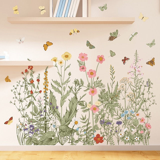  eläimet kukkaisia & kasvit seinätarrat makuuhuone olohuone irrotettava valmiiksi liimattu pvc kodinsisustus seinätarra 2kpl