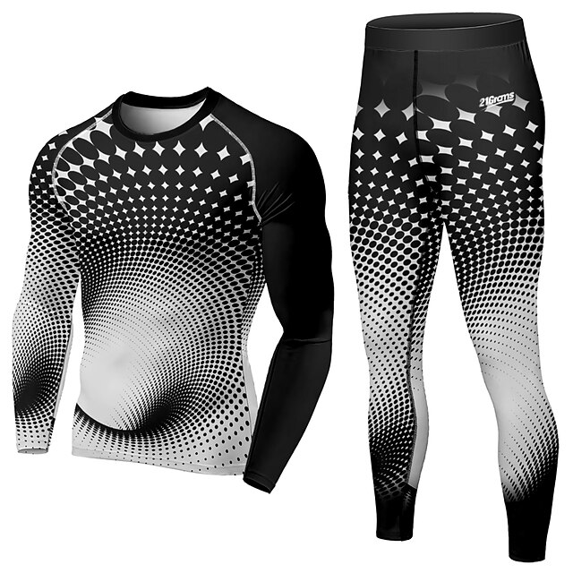 Sports & Outdoors Running, Jogging & Walking | 21Grams® Mens 2 Piece Activewear Set Compression Suit Athletic Athleisure 2pcs Wi